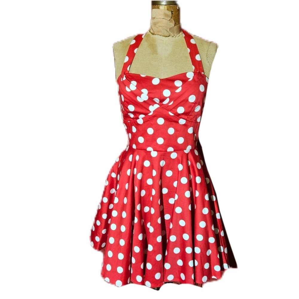 Vintage Red Polka Dot Halter Dress - Picture 8 of 8